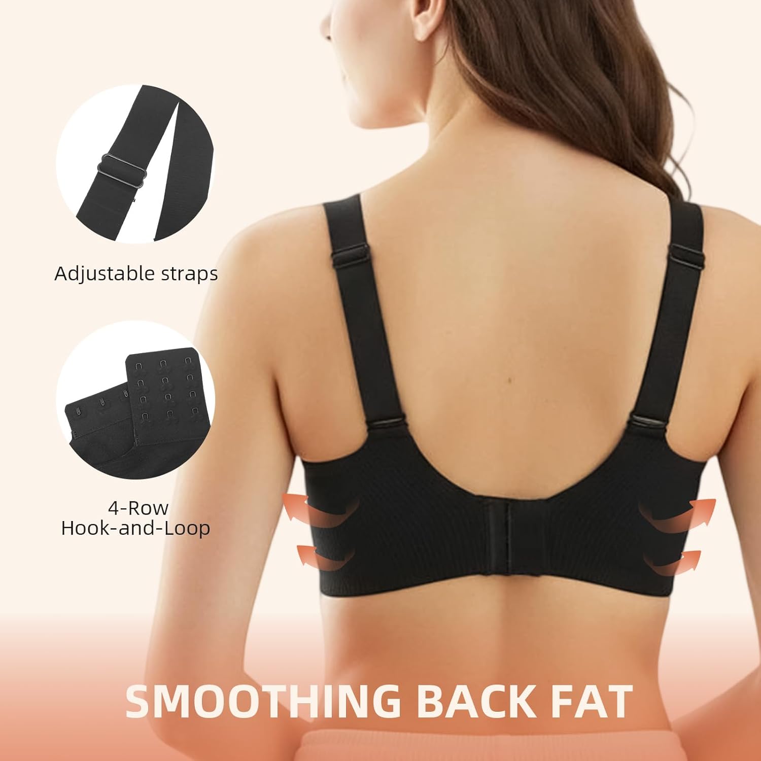 Alternative view of Wireless Full Coverage Bras for Women - No Underwire Seamless Bras Push Up Bralettes - Smoothing Back Fat & Underarm