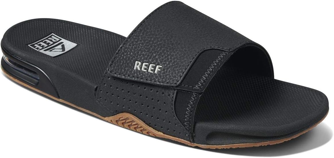 REEF Fanning Slide Men's Bottle Opener Sandal, Arch Support, Durable Outsole, Water Friendly