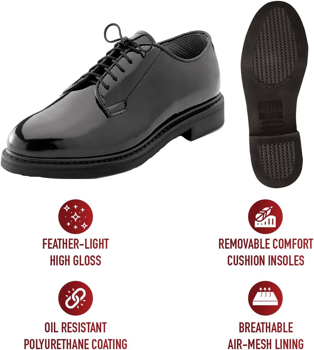 Rothco Uniform Hi-Gloss Oxford Dress Shoe Formal Dress Shoe - Image 6