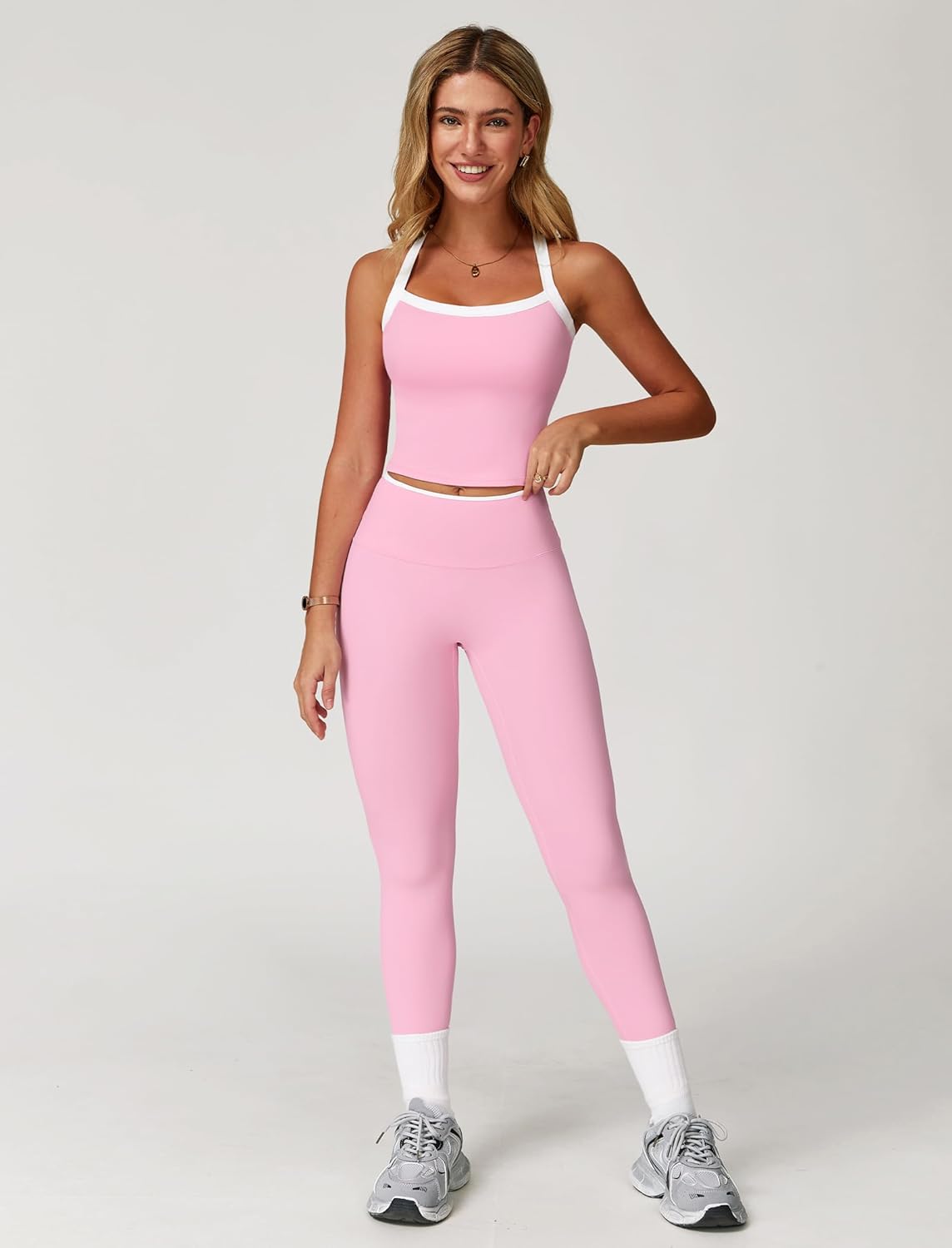 Alternative view of ABOCIW Workout Sets for Women 2 Piece Padded Sports Bra Tank Top High Waist Leggings Sets Gym Yoga Work Out Clothes