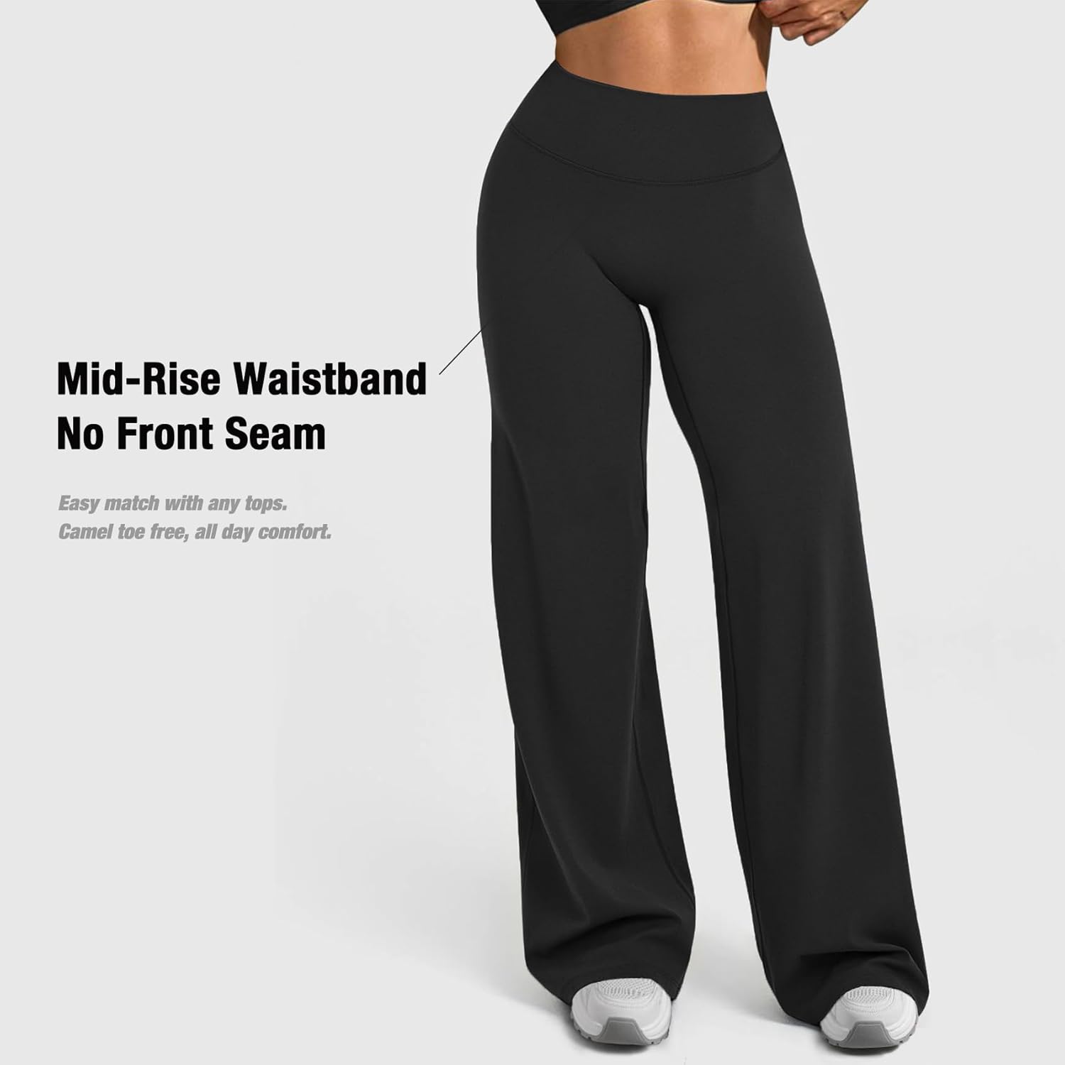 Alternative view of JGS1996 Wide Leg Yoga Pants Bottoms Straight Leg Leggings for Women High Waist Stretch Booty Casual Gym Workout Sweatpants