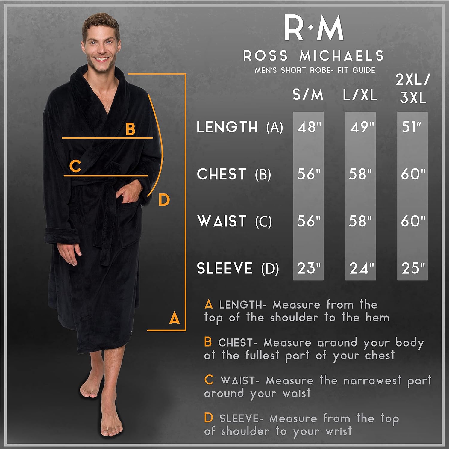 Alternative view of Ross Michaels Mens Robe Shawl Collar Wrap Style - Mid Length Plush Fleece Bathrobe