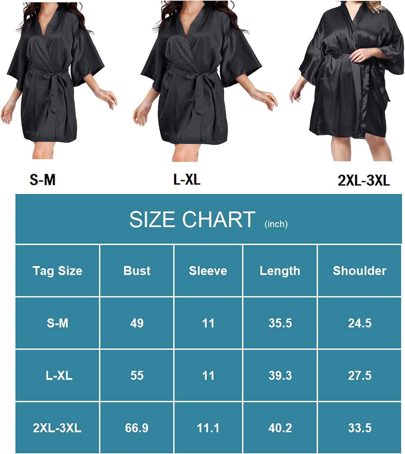 EPLAZA Women Silky Satin Robe Wedding Bridal Party Bride Bridesmaid Robes Kimono Loungewear Dressing Gowns - Image 5