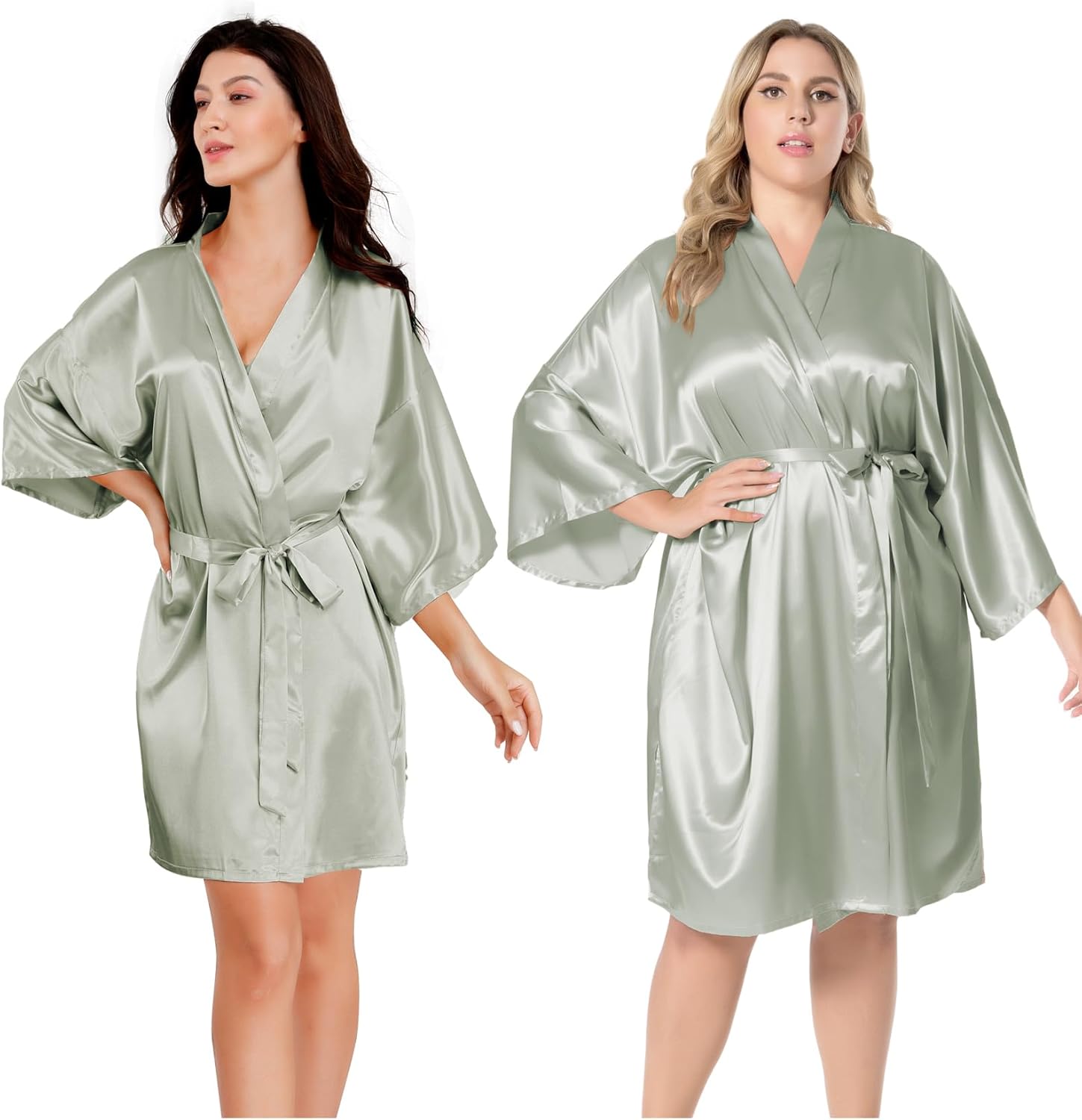 EPLAZA Women Silky Satin Robe Wedding Bridal Party Bride Bridesmaid Robes Kimono Loungewear Dressing Gowns - Image 7