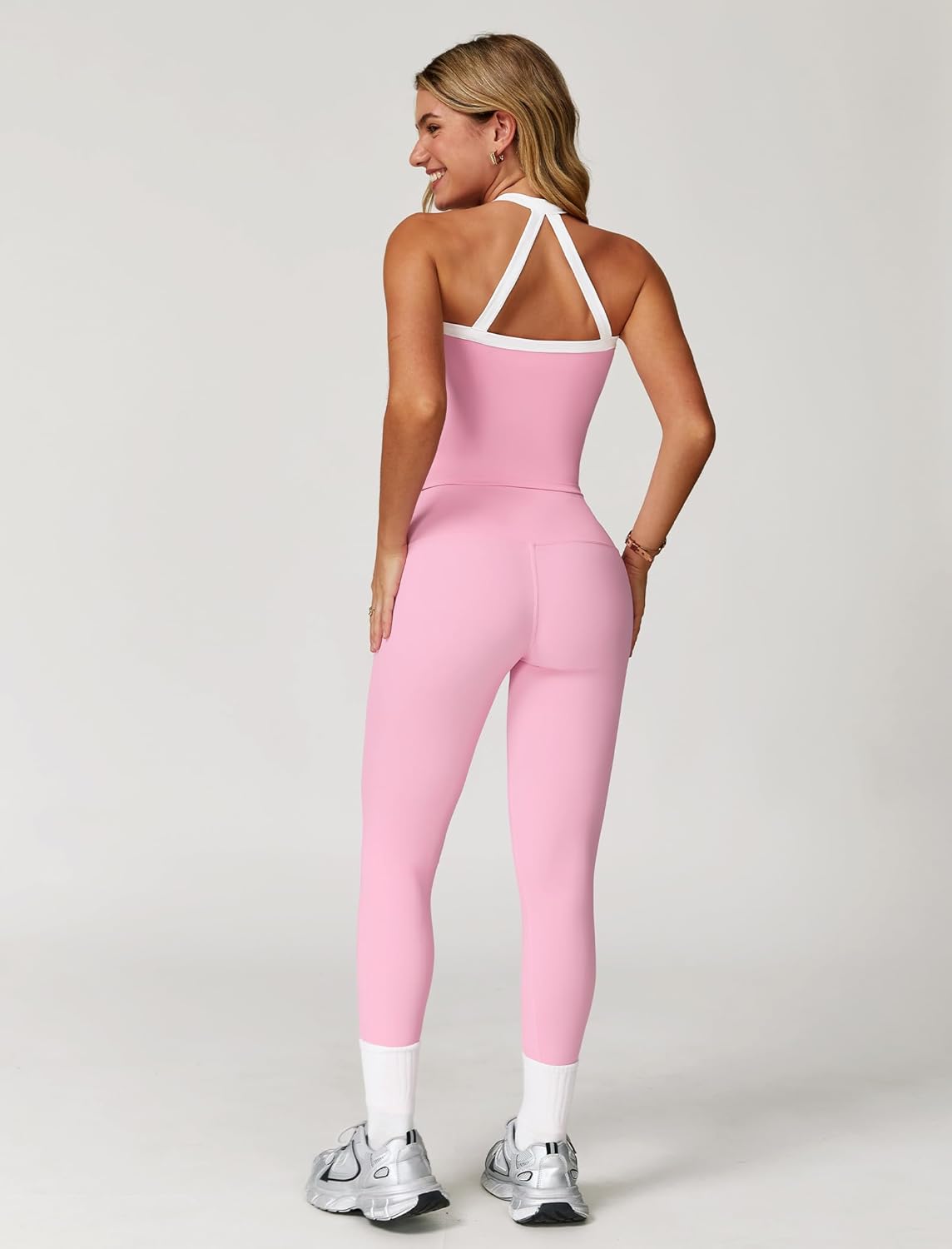 ABOCIW Workout Sets for Women 2 Piece Padded Sports Bra Tank Top High Waist Leggings Sets Gym Yoga Work Out Clothes