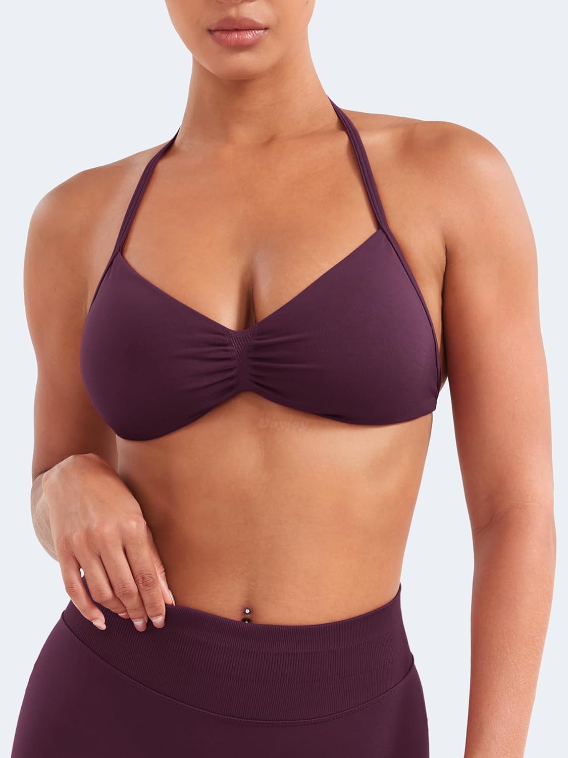 Alternative view of VOYJOY Impact Strappy Sports Bra Adjustable Padded Workout Gym Yoga Bra Crop Top for Women