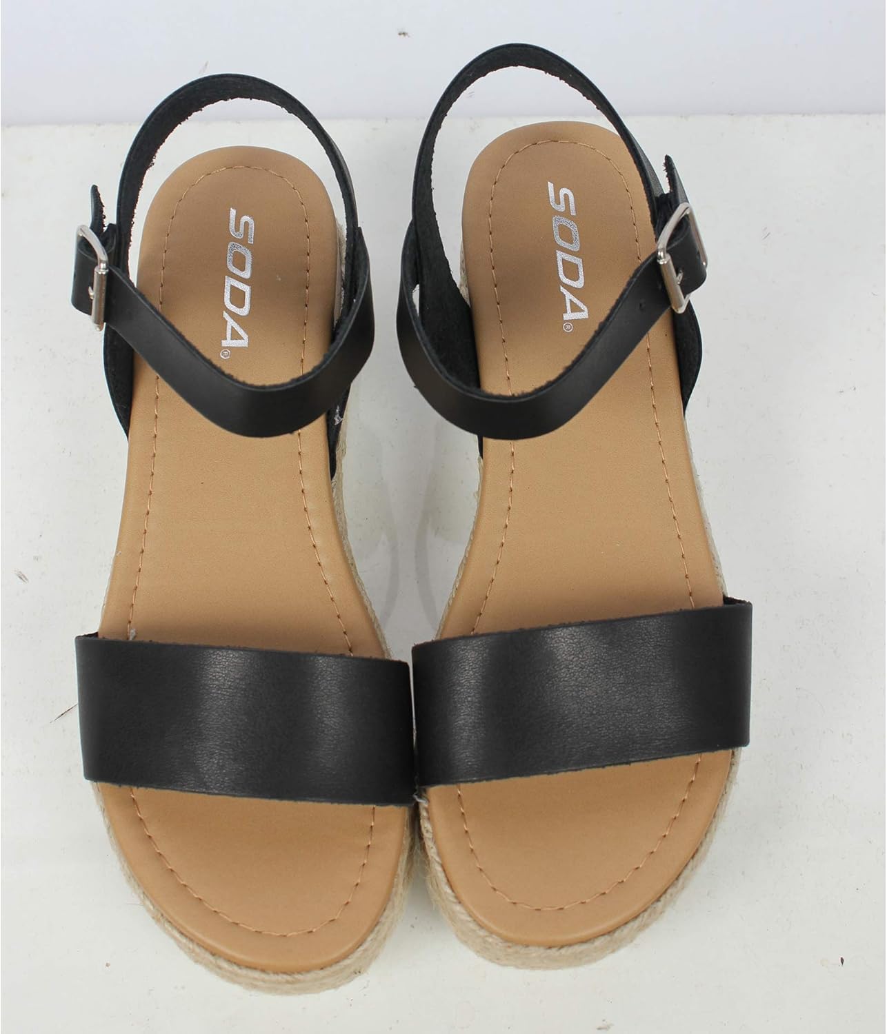 Alternative view of Soda Topic Open Toe Buckle Ankle Strap Espadrilles Flatform Wedge Casual Sandal