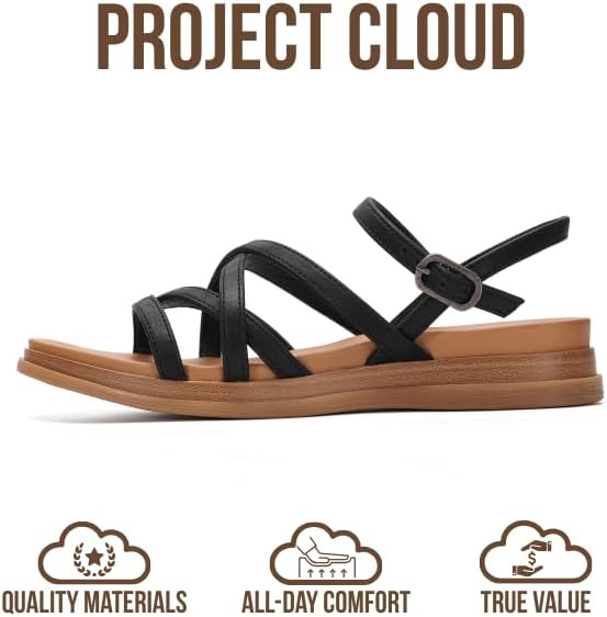 Alternative view of Project Cloud Wedge Sandals for Women 2026 - Comfortable Soft & Plush Insole Strappy Womens Sandals with Lightweight and Non-Slip Durable Oustole (NICE)