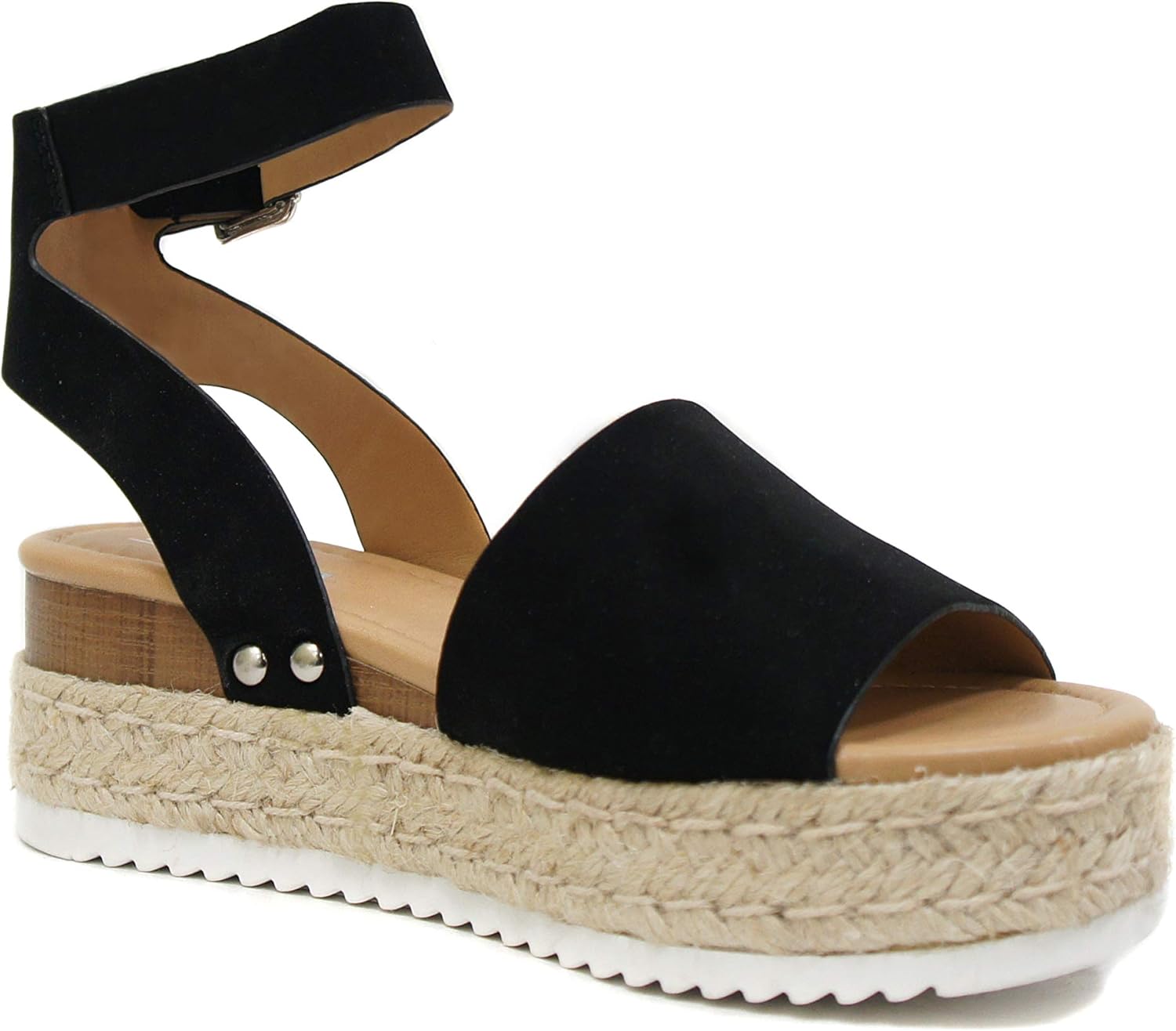Soda Topic Open Toe Buckle Ankle Strap Espadrilles Flatform Wedge Casual Sandal - Image 3