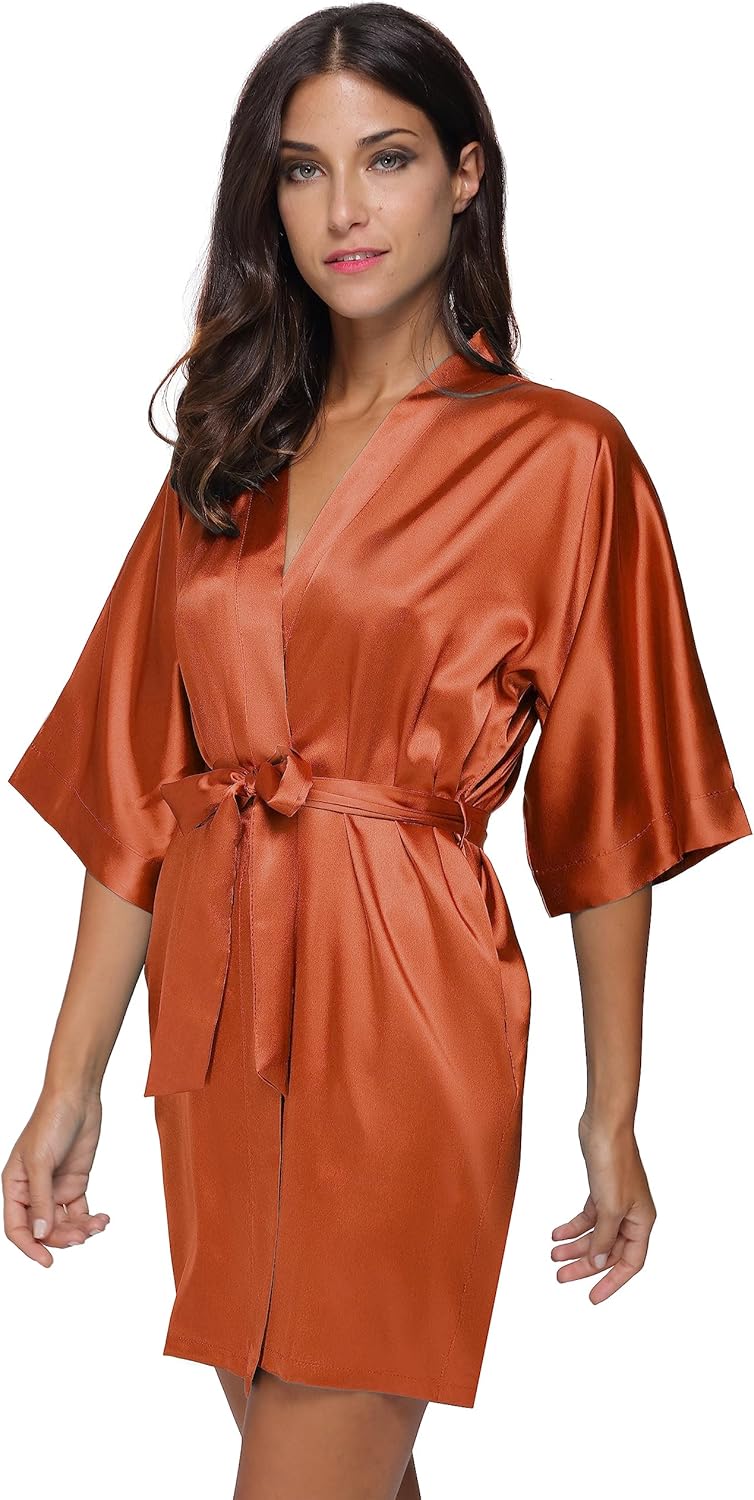 Alternative view of The Bund Women's Silk Robe Short Satin Bathrobe Lightweight Wedding Robes for Bridal Party Bride Bridesmaids Loungewear