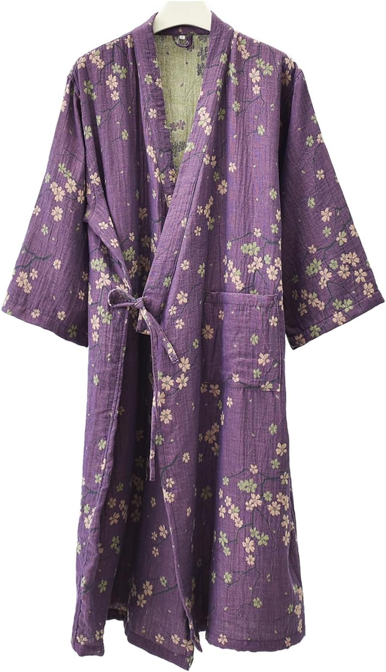 Alternative view of PEWRESLORS Soft Cotton Japanese Sleepwear Kimono Yukata Lightweight Bathrobe Nightgown Breathable Pajamas Set Women