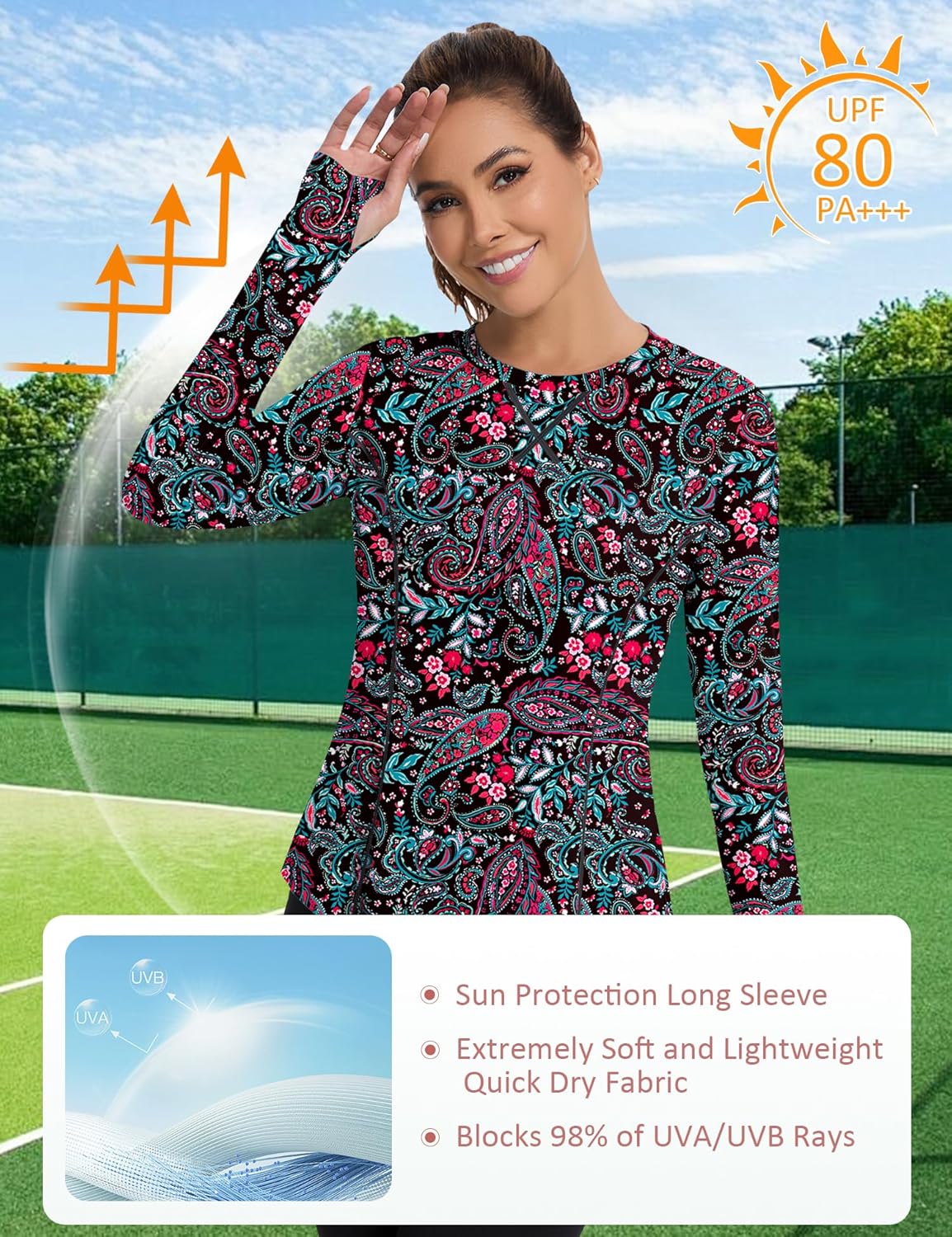 Alternative view of Avoogue Women UPF 50+ UV Shirts Long Sleeve with Thumb Holes Workout Sun Shirt Quick Dry Athletic Hiking Running Tops