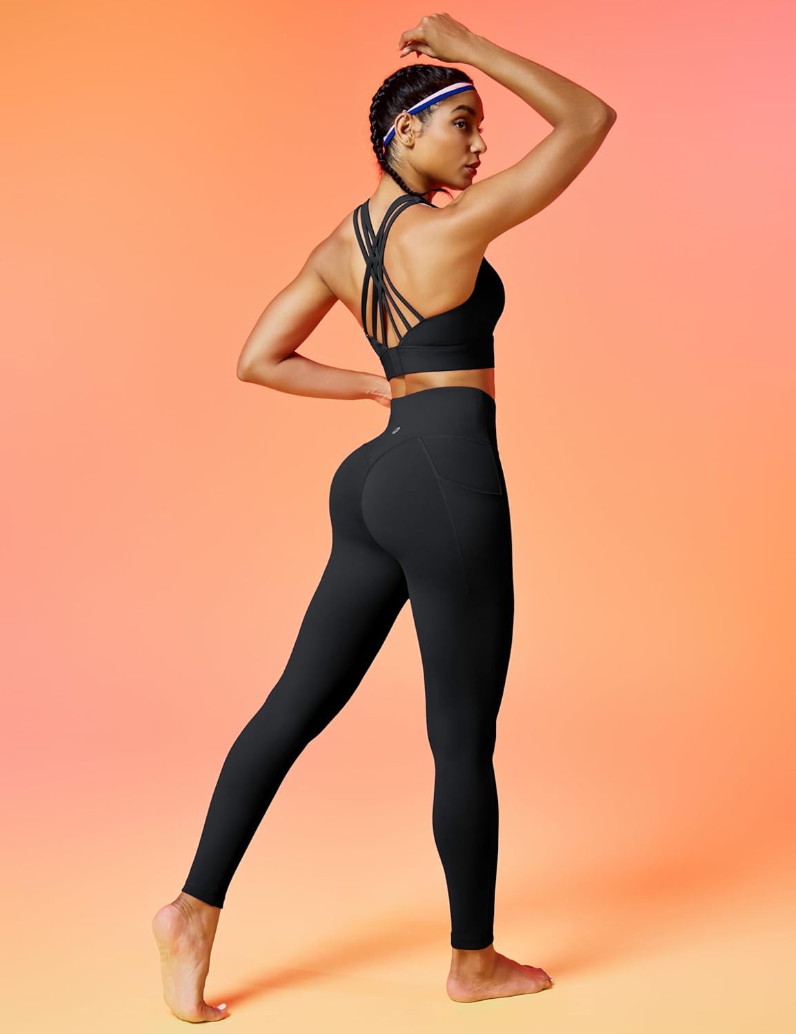 Alternative view of IUGA Womens Hidden Scrunch Butt Lifting Leggings Compression Gym Leggings with Pockets Booty Workout Yoga Pants Tummy Control