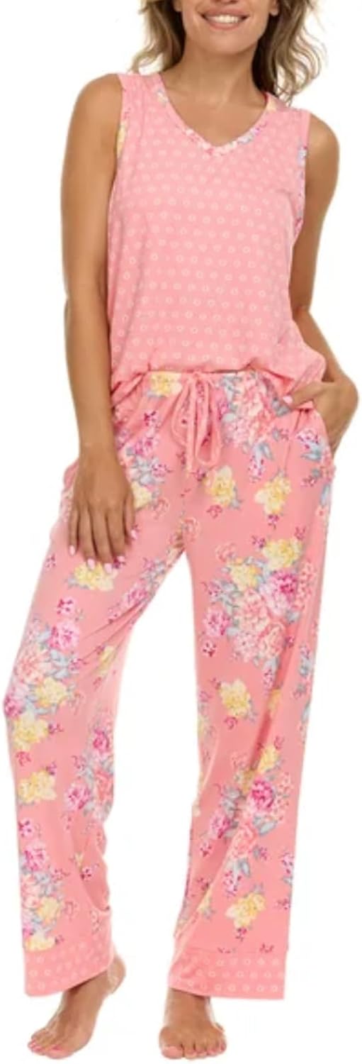 Flora Nikrooz FN Women's Super Soft 3 Piece Pajama Sleep Set, Robe, Tank, and Pant