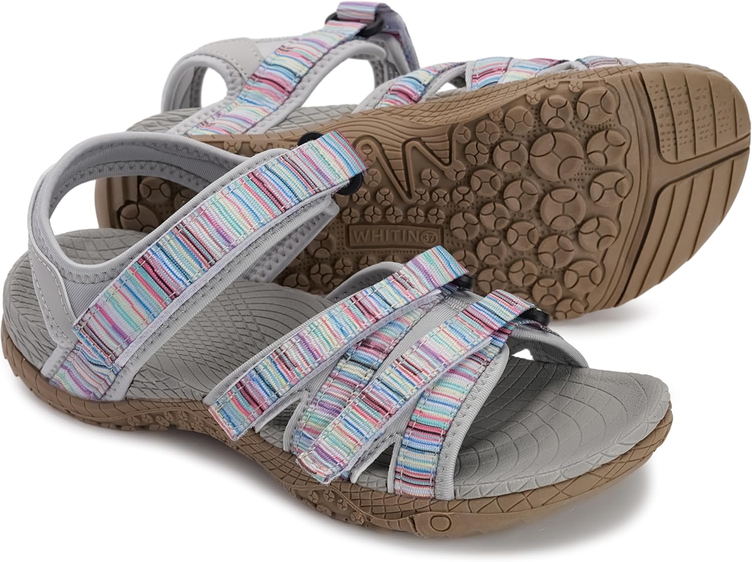 WHITIN Womenu2019s Hiking Sandals with Arch Support | Adjustable Hook and Loop Straps | Durable Sport Sandals for Outdoor Adventure