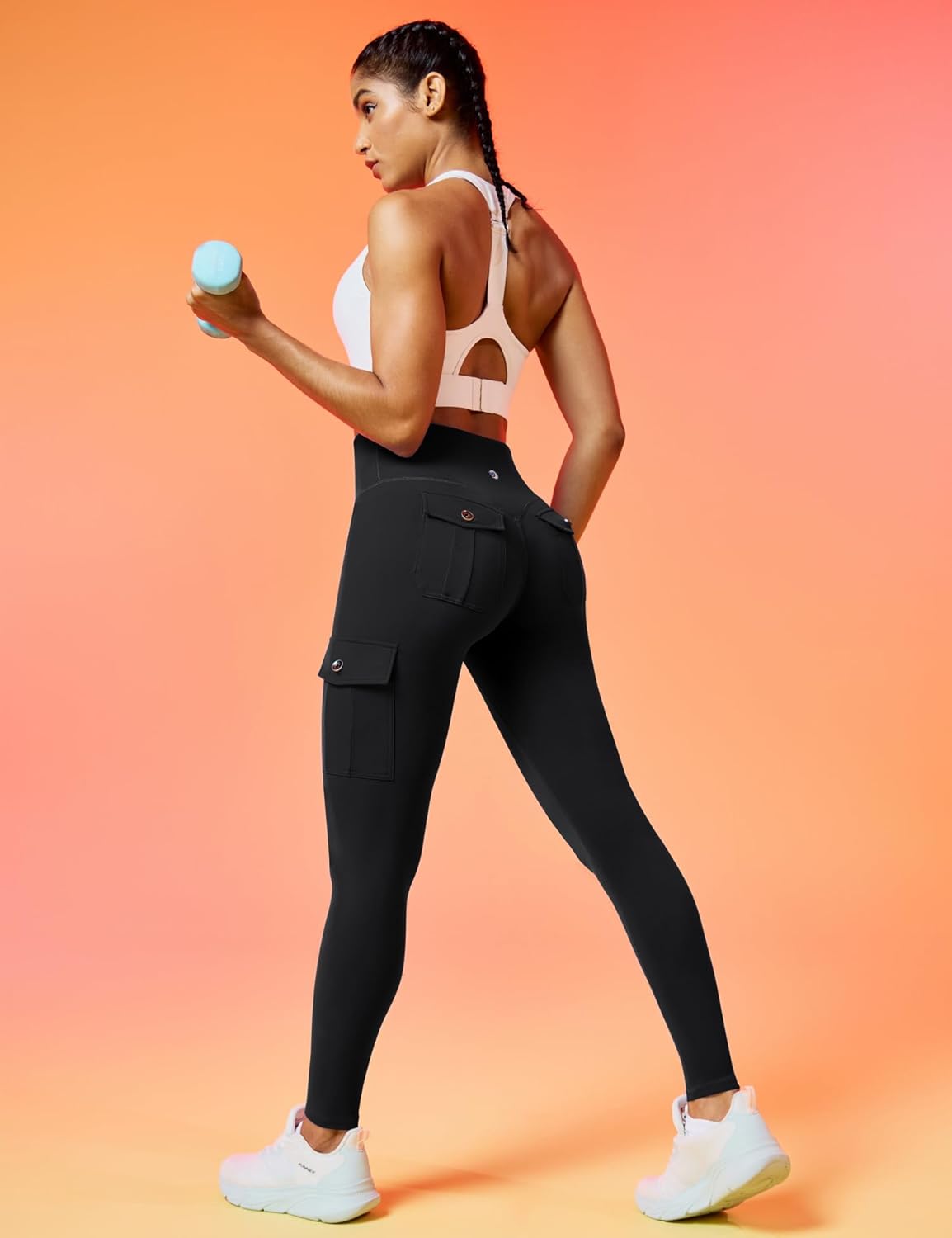 Alternative view of IUGA Butt Lifting Leggings for Women High Waisted Workout Cargo Leggings with Pockets Gym Yoga Pants Tummy Control