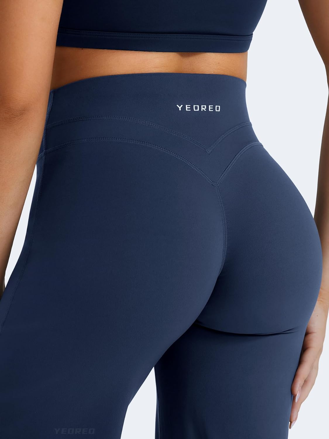 YEOREO Straight Leg Workout Leggings Hidden Scrunch High Waist Gym Pants No Front Seam Wide Leg Yoga Pants