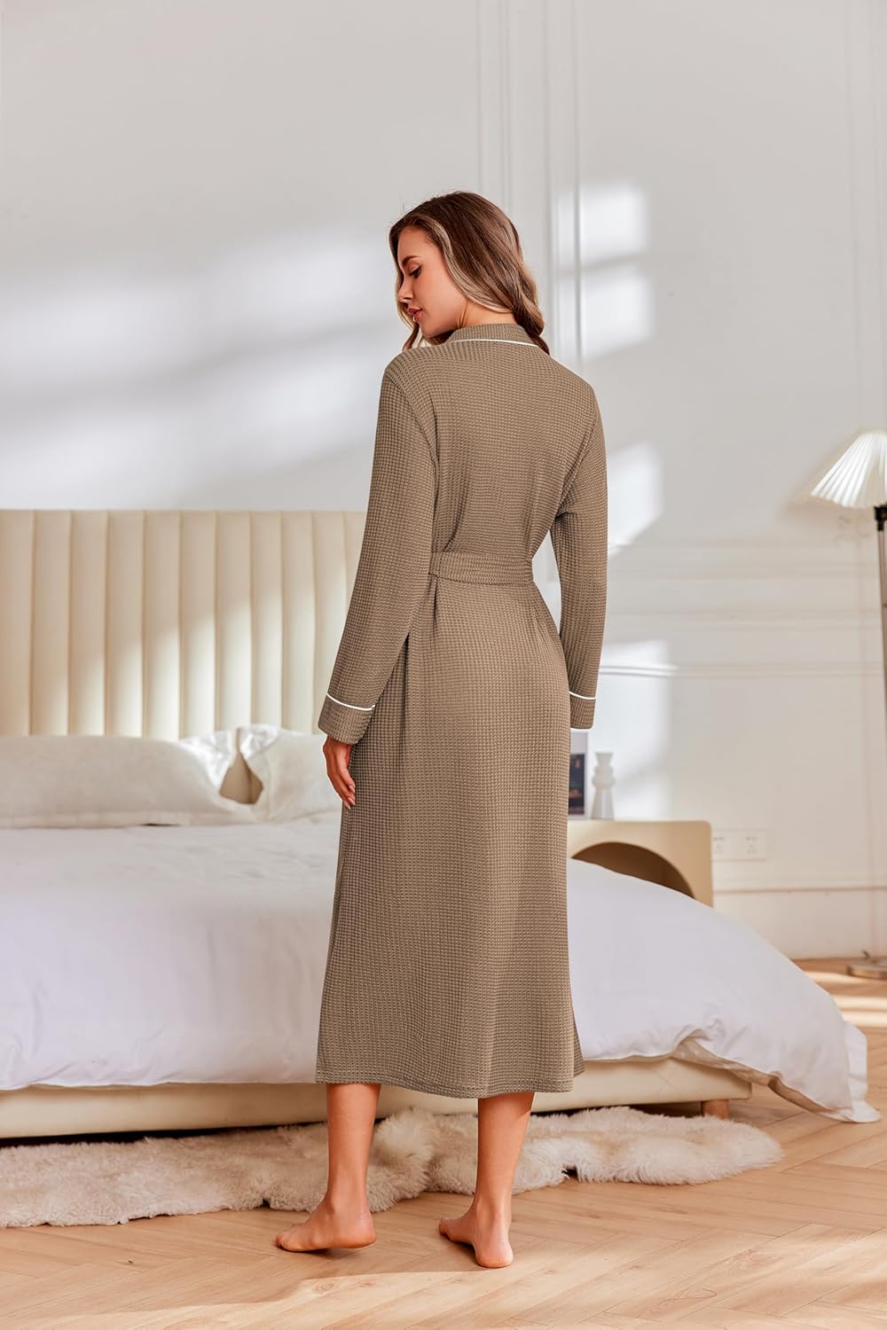 Alternative view of Ekouaer Robes for Women Lightweight Knit Waffle Bathrobe Full Length Kimono Casual Ladies Loungewear
