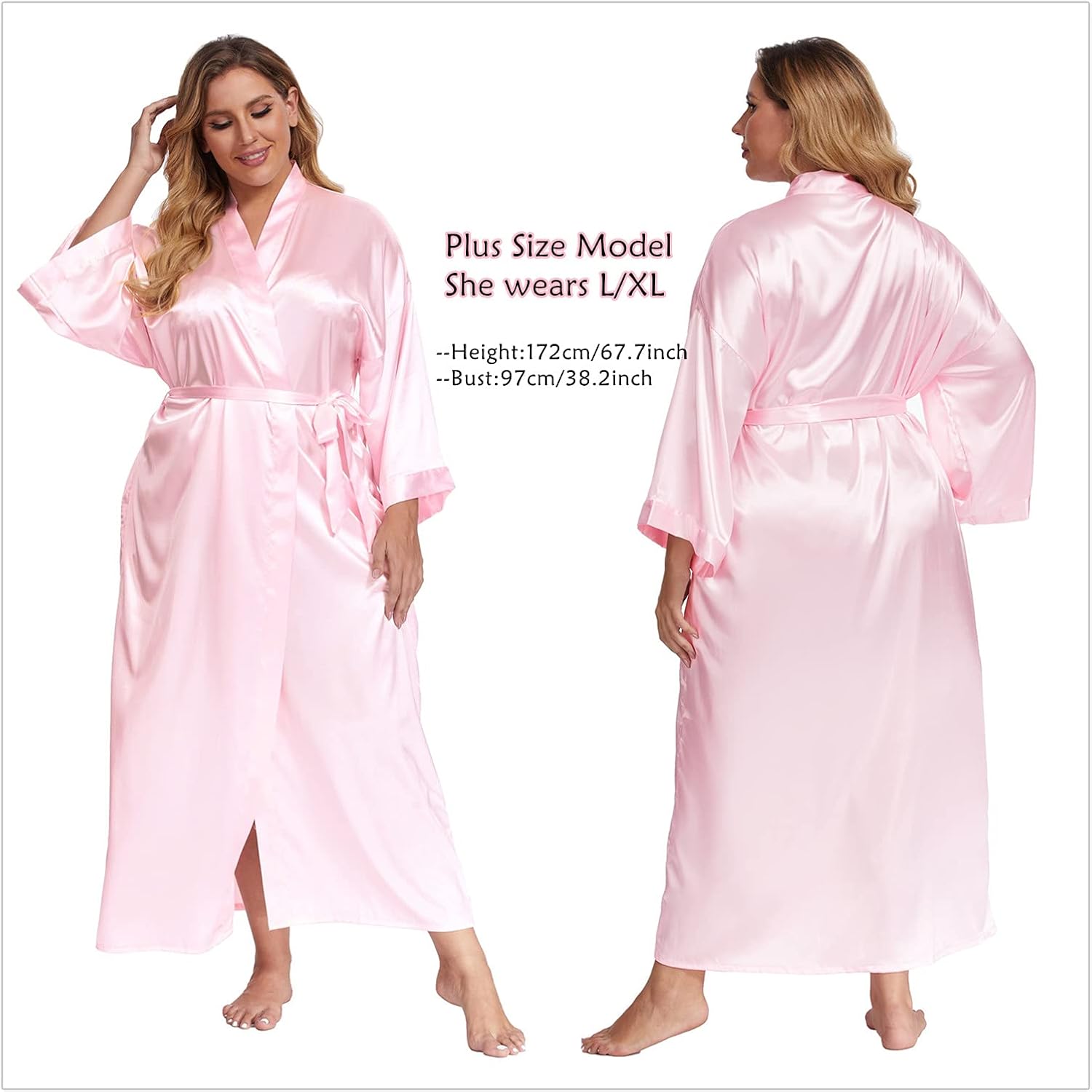 Alternative view of MizzGenio Women's Long Silk Robes Lightweight Long Satin Robes Full Length Sleepwear Dressing Gown