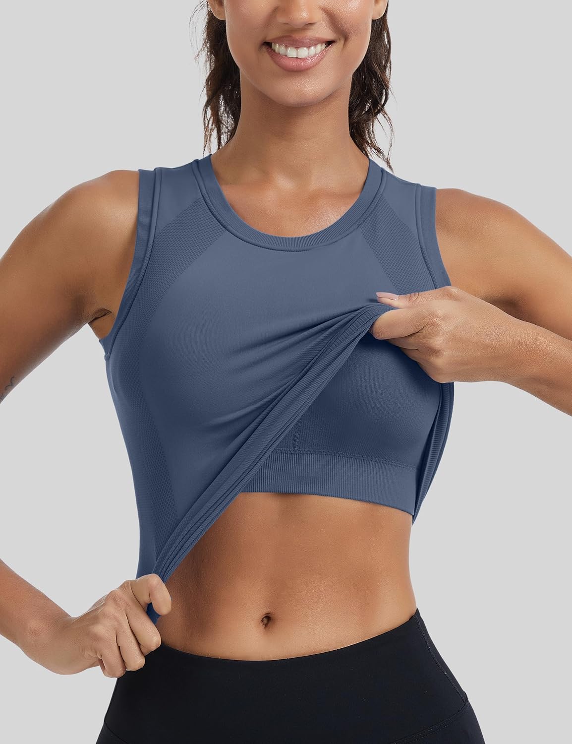 Alternative view of MathCat Women's Seamless Workout Tank Tops with Built in Bra, Sleeveless Padded Athletic Yoga Shirts for Daily Wear