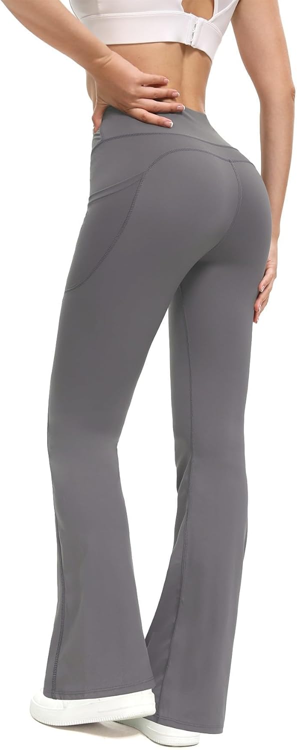 Shgiloo 3 Packs Women's Flare Leggings with Pockets