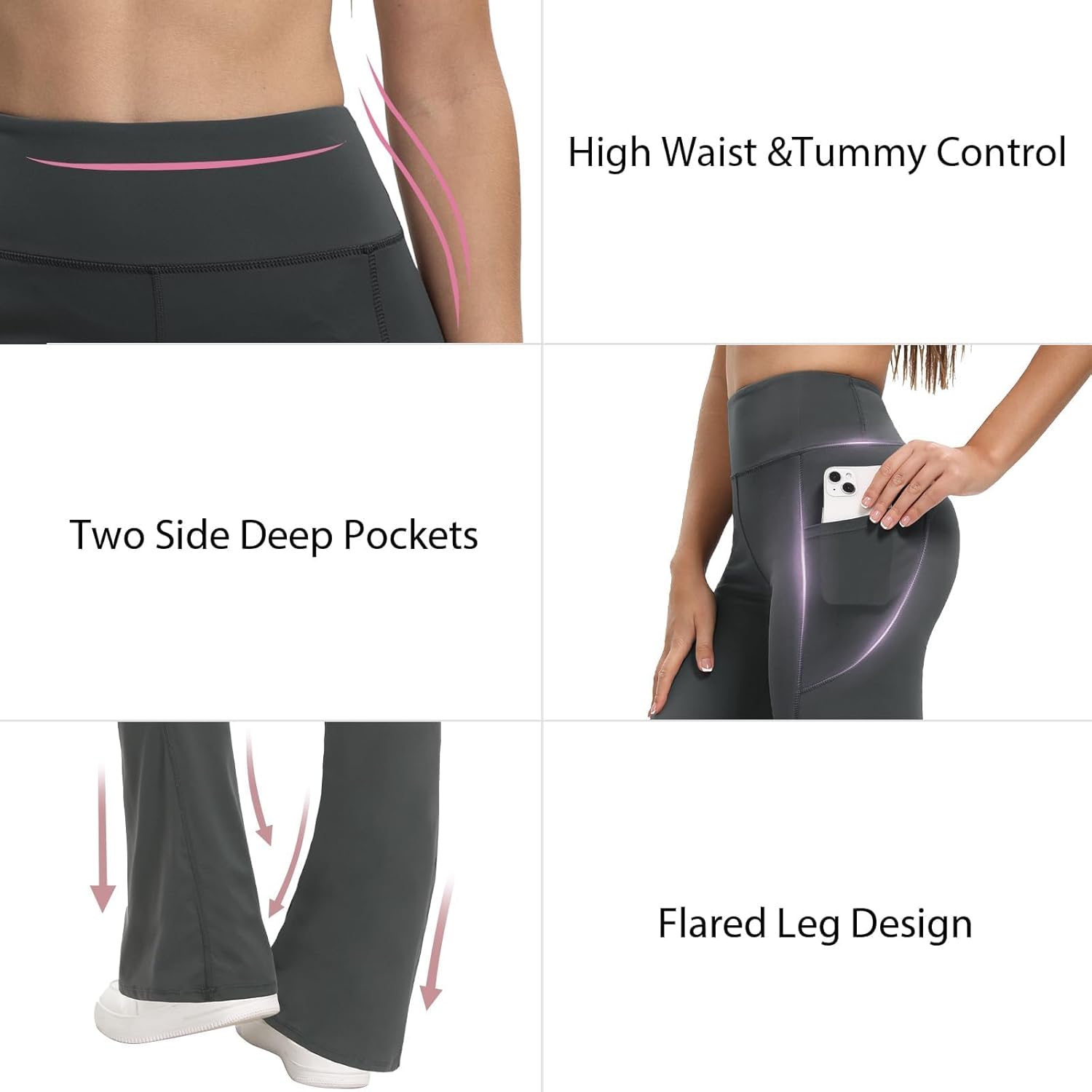 Alternative view of Shgiloo 3 Packs Women's Flare Leggings with Pockets