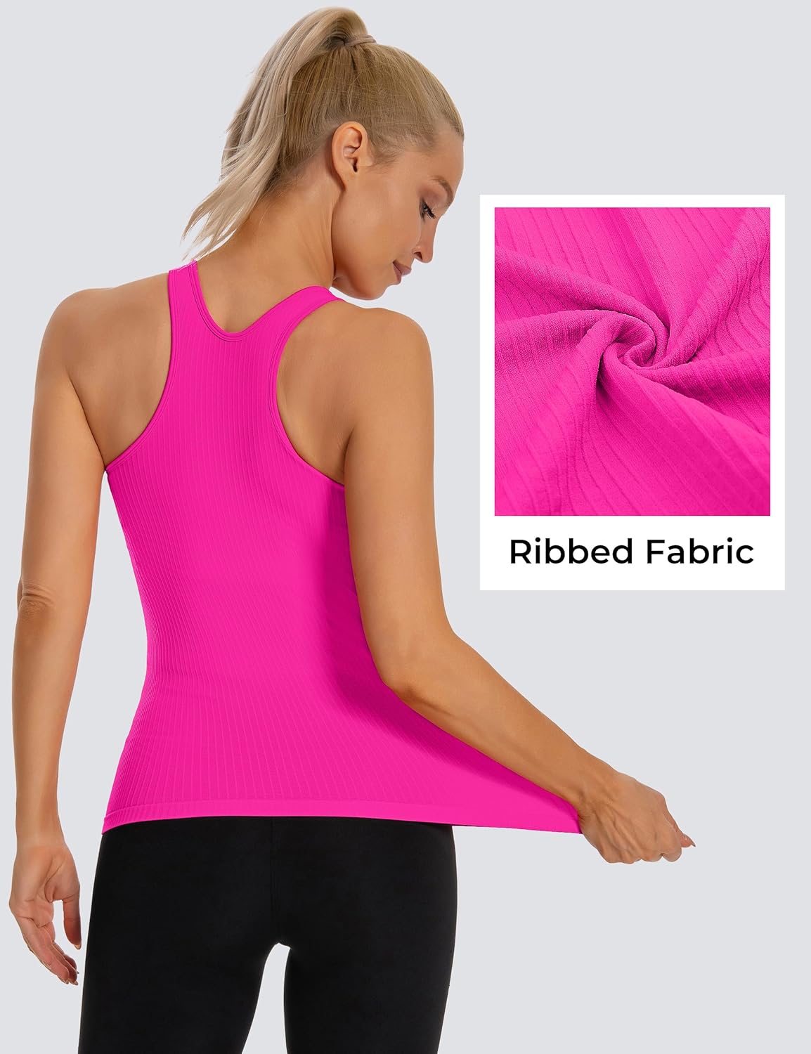 Alternative view of MathCat Seamless Workout Tank Top for Women with Built in Bra, Padded Racerback Ribbed Athletic Yoga Camisole