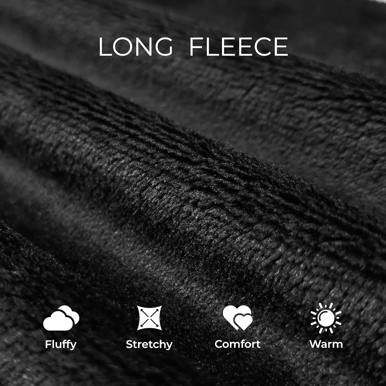 EK4YDNDS Mens Hooded Fleece Robe, Lightweight Soft Warm Fleece Bathrobe Shower Spa Long Robe With Pockets