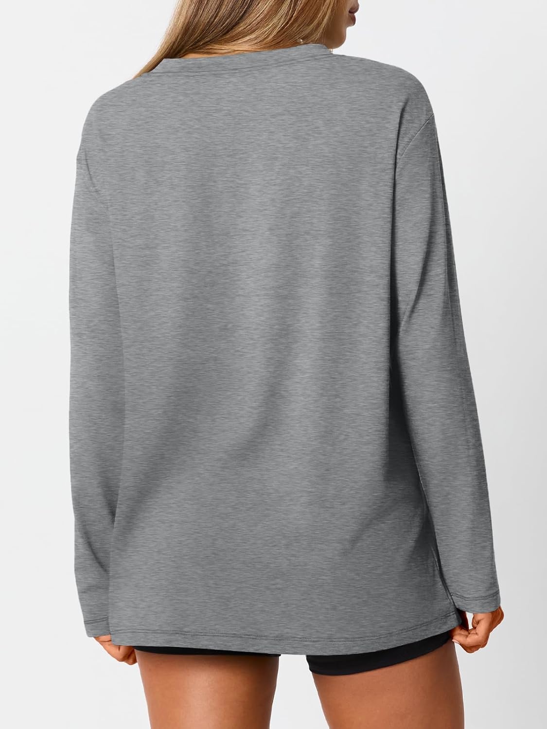 Alternative view of Trendy Queen Oversized Tshirts for Women Workout Plus Size Gym Tops V Neck Long Sleeve T Shirts Spring Casual Basic Tees