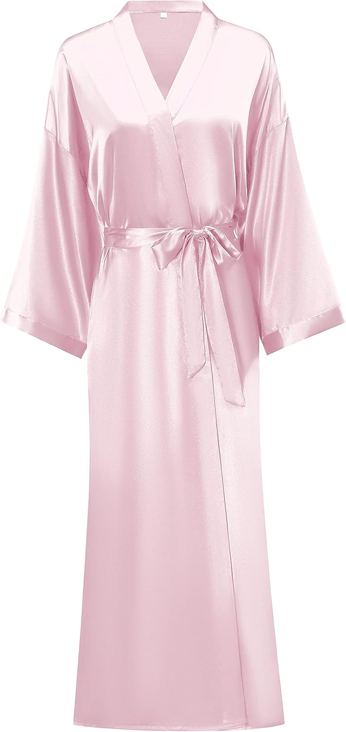 MizzGenio Women's Long Silk Robes Lightweight Long Satin Robes Full Length Sleepwear Dressing Gown - Image 3