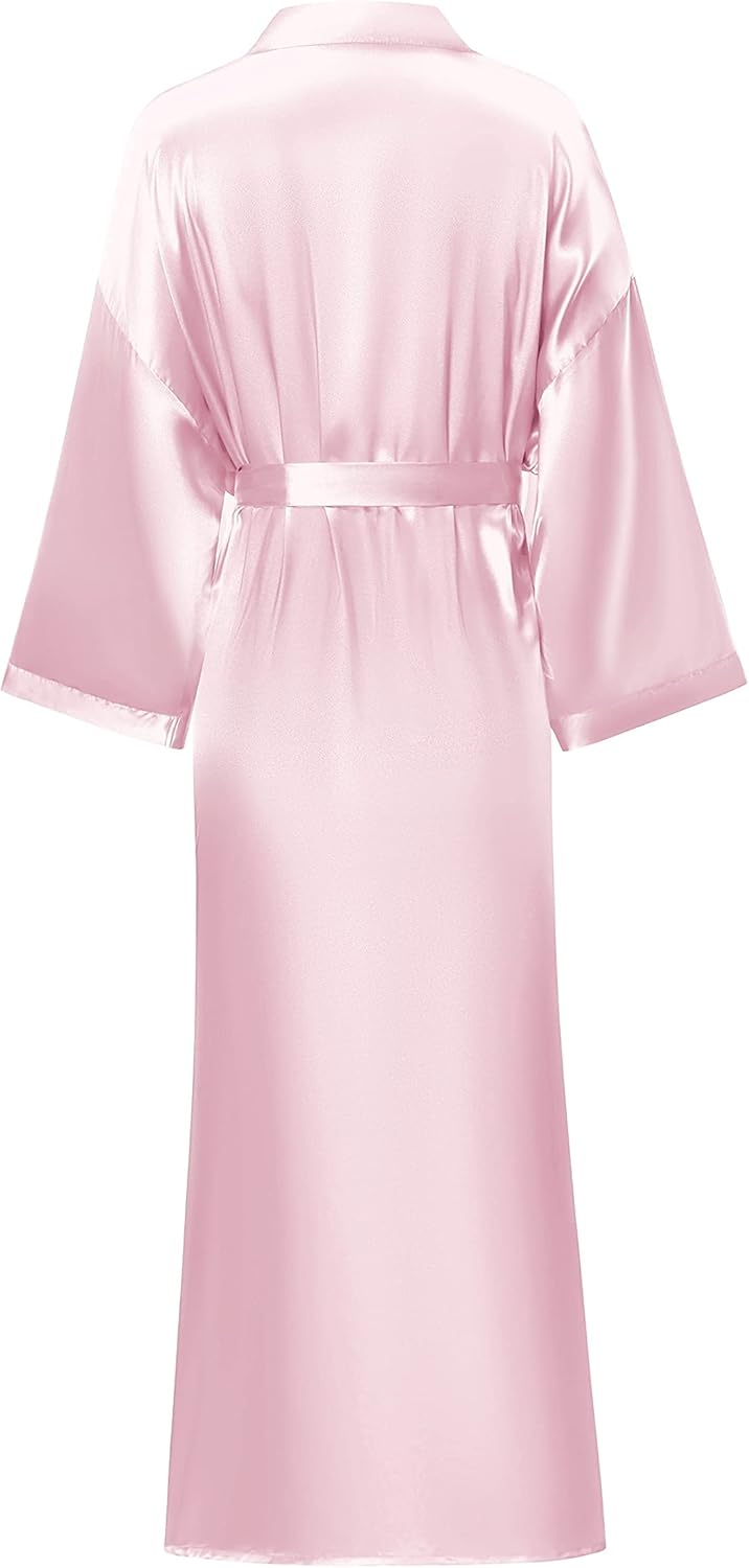 MizzGenio Women's Long Silk Robes Lightweight Long Satin Robes Full Length Sleepwear Dressing Gown - Image 4