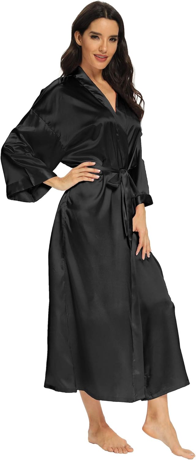 MizzGenio Women's Long Silk Robes Lightweight Long Satin Robes Full Length Sleepwear Dressing Gown - Image 6