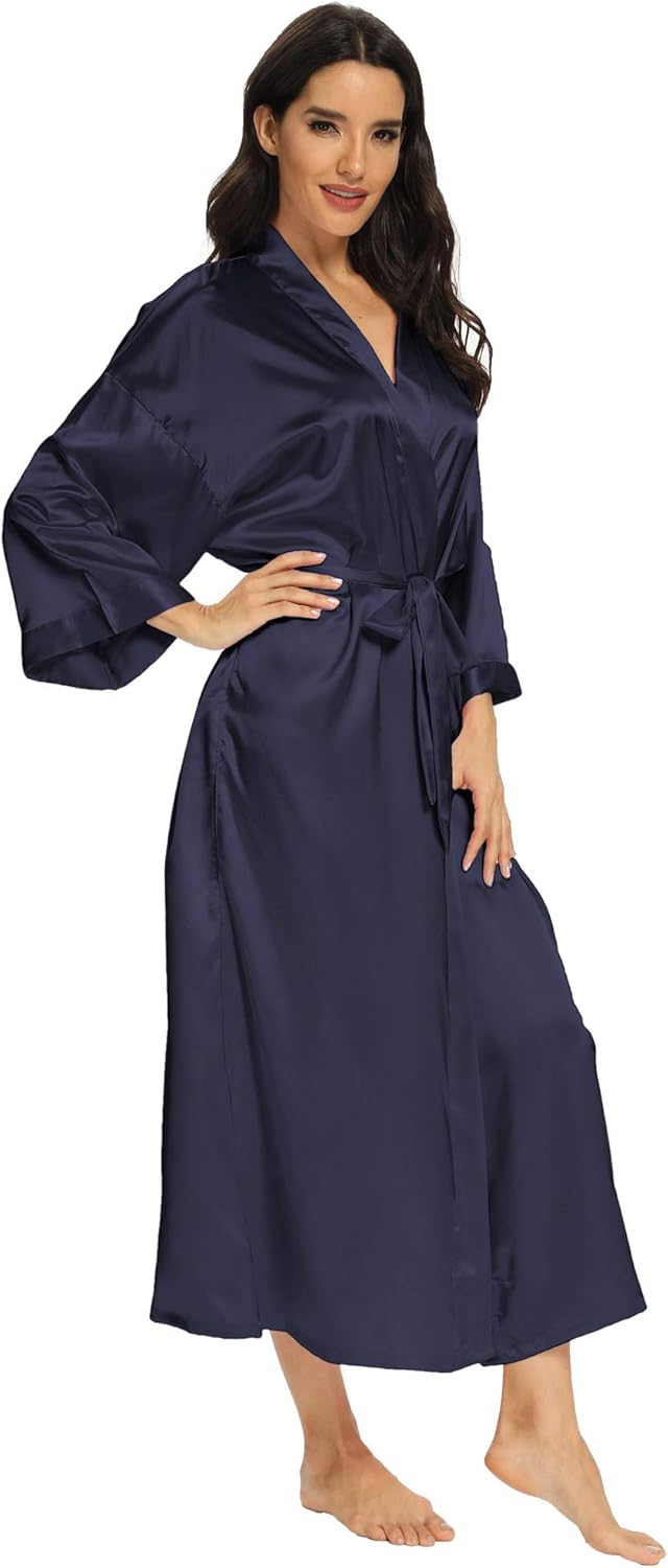 MizzGenio Women's Long Silk Robes Lightweight Long Satin Robes Full Length Sleepwear Dressing Gown - Image 7