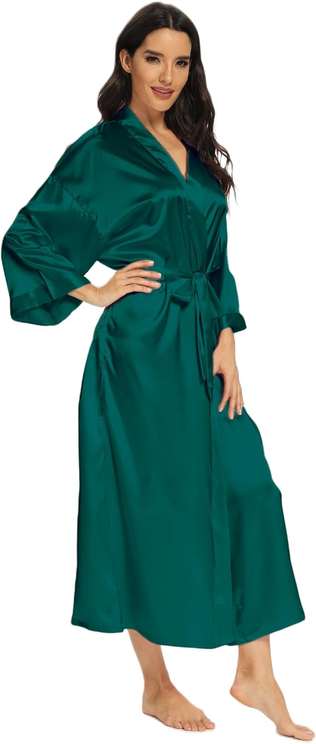MizzGenio Women's Long Silk Robes Lightweight Long Satin Robes Full Length Sleepwear Dressing Gown - Image 9