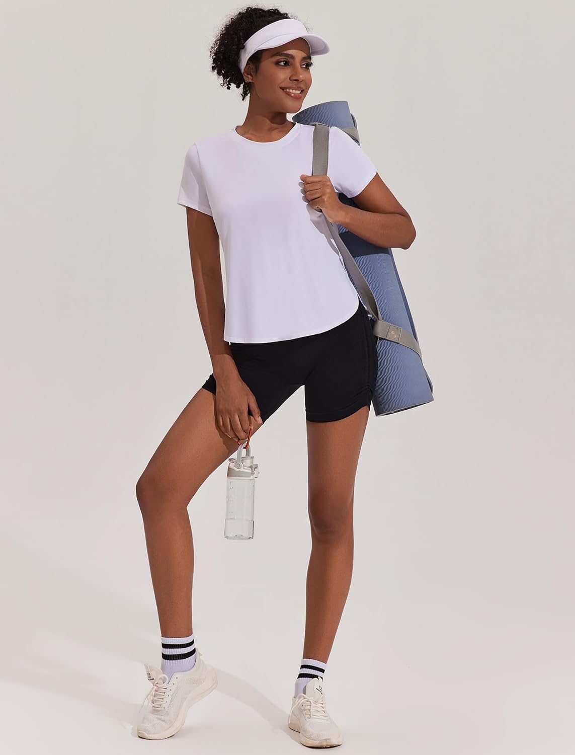 PINSPARK Workout Tops for Women UPF 50+ Yoga Shirts Short Sleeve Athletic Tops with Side Slits Running Gym Tee Top Loose Fit