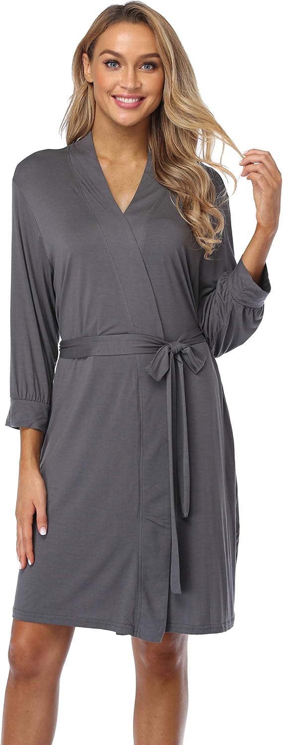 Alternative view of Women Cotton Robes Lightweight Spa Bathrobe Soft Knit Kimono Robes Ladies Sleepwear S-XXL