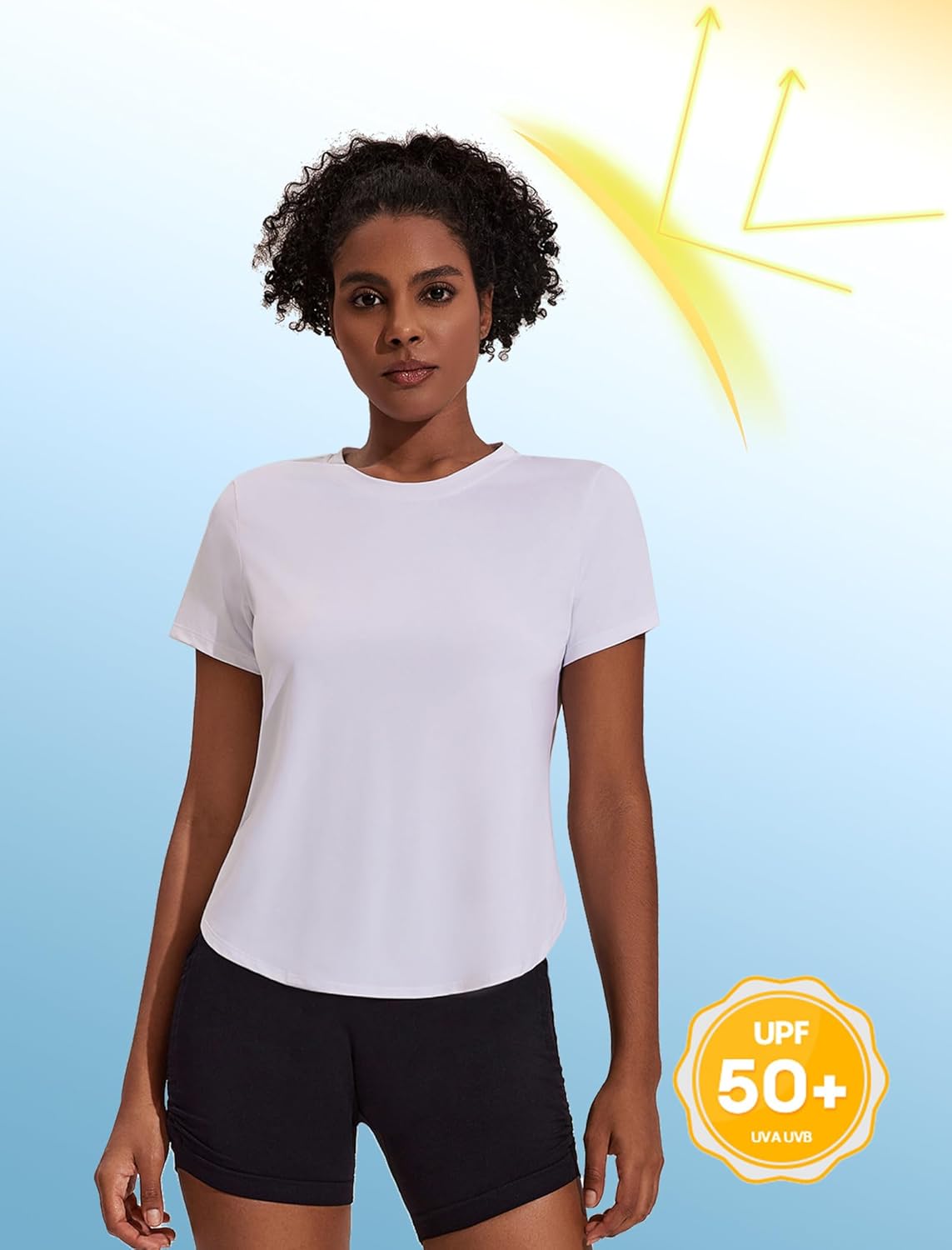 PINSPARK Workout Tops for Women UPF 50+ Yoga Shirts Short Sleeve Athletic Tops with Side Slits Running Gym Tee Top Loose Fit - Image 3