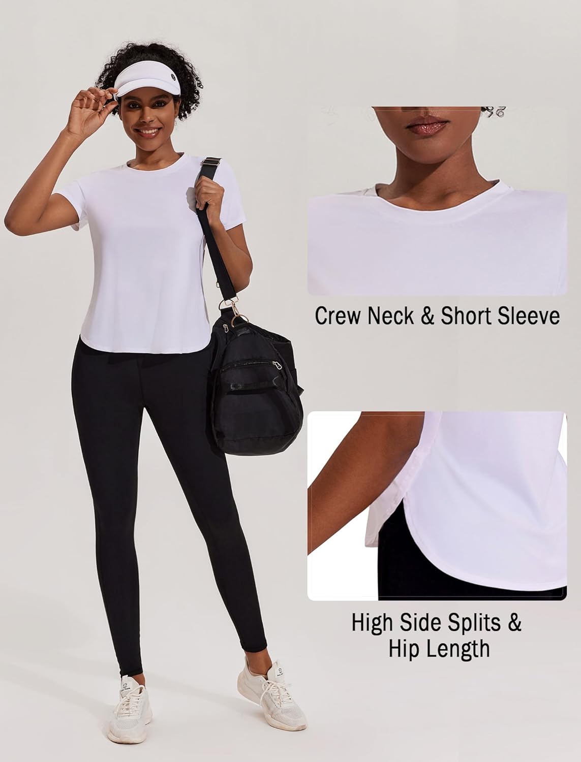 PINSPARK Workout Tops for Women UPF 50+ Yoga Shirts Short Sleeve Athletic Tops with Side Slits Running Gym Tee Top Loose Fit - Image 4