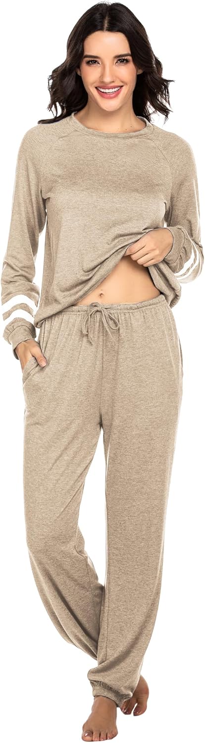 Ekouaer Sweatsuits Womens Loungewear Set Tracksuit Long Sleeve Pajamas Set with Pockets 2 Piece Outfits Lounge Sets - Image 3