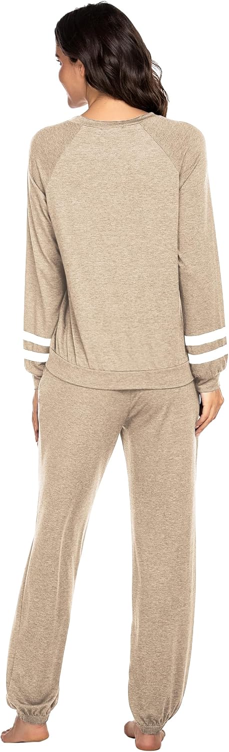 Ekouaer Sweatsuits Womens Loungewear Set Tracksuit Long Sleeve Pajamas Set with Pockets 2 Piece Outfits Lounge Sets - Image 4