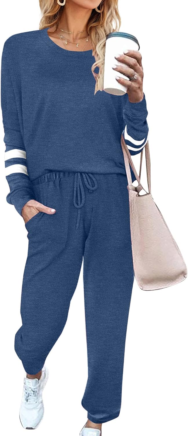 Ekouaer Sweatsuits Womens Loungewear Set Tracksuit Long Sleeve Pajamas Set with Pockets 2 Piece Outfits Lounge Sets - Image 6
