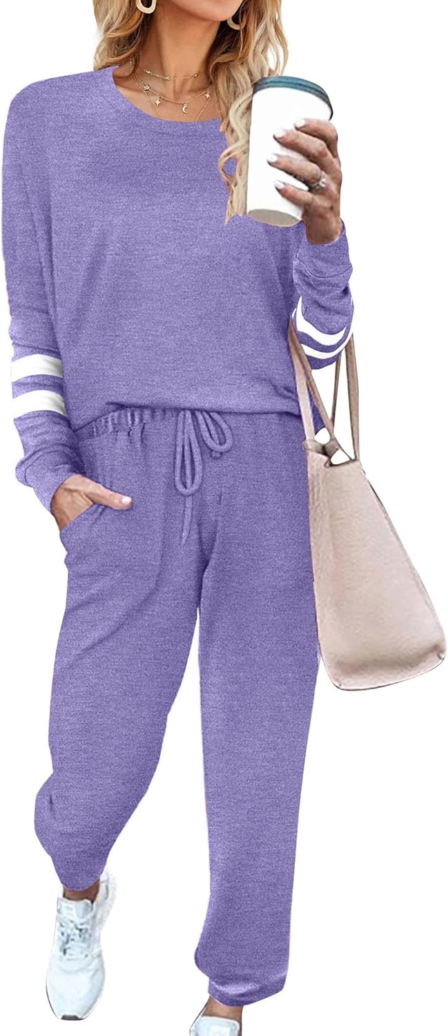 Ekouaer Sweatsuits Womens Loungewear Set Tracksuit Long Sleeve Pajamas Set with Pockets 2 Piece Outfits Lounge Sets - Image 7