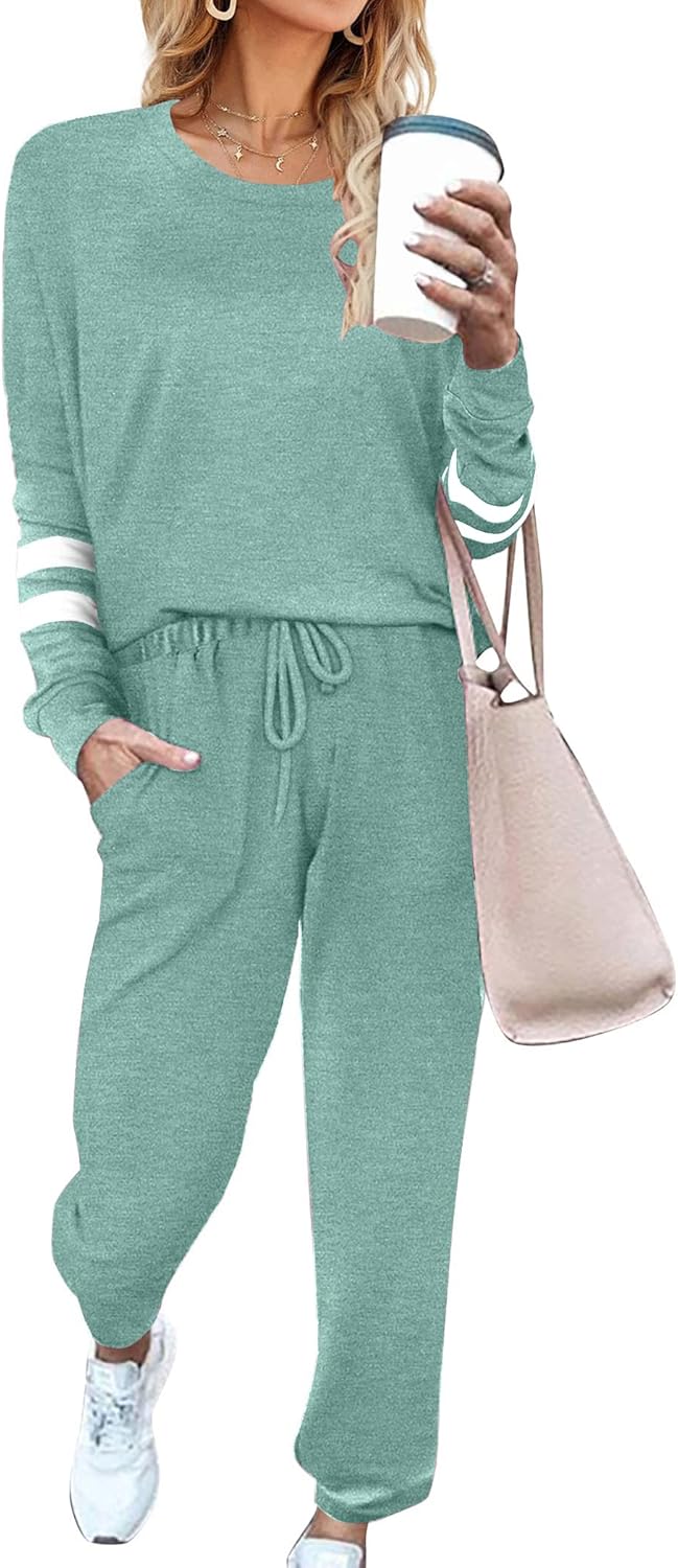Ekouaer Sweatsuits Womens Loungewear Set Tracksuit Long Sleeve Pajamas Set with Pockets 2 Piece Outfits Lounge Sets - Image 9
