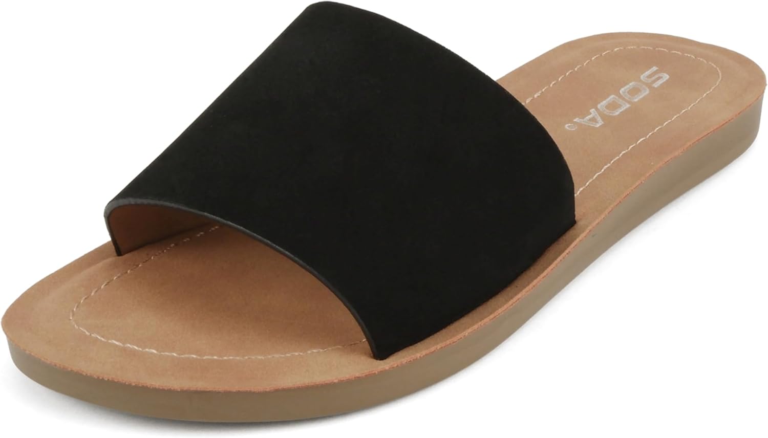 Alternative view of Soda Shoes Efron-S Women Flip Flops Basic Plain Slippers Slip On Sandals Slides Casual Peep Toe Beach
