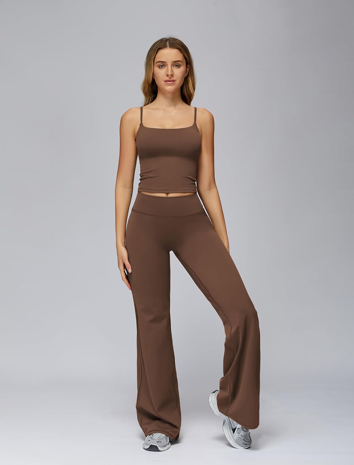 ABOCIW Womens Workout Sets 2 Piece Spaghetti Straps Crop Top Straight Leg Yoga Pants Yoga Pilates Outfits