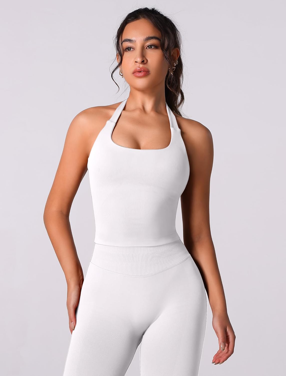 ABOCIW Workout Sets for Women Seamless Scunch Butt Lifting Impact Leggings Halter Sports Bra 2 Piece Gym Outfits - Image 4