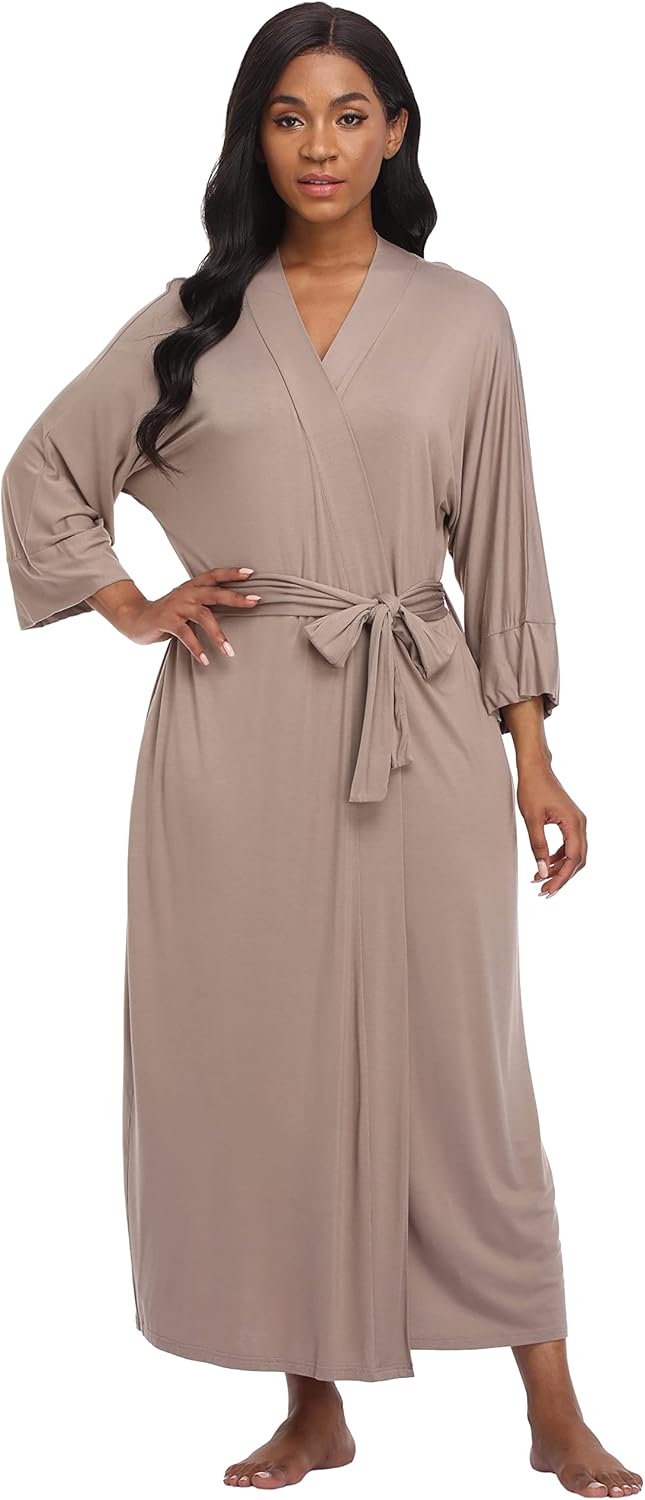 Alternative view of Women's Soft Robes Lightweight Kimono Loungewear Long Nightgown Knit Bathrobe Casual Sleepwear Pajamas with Pockets