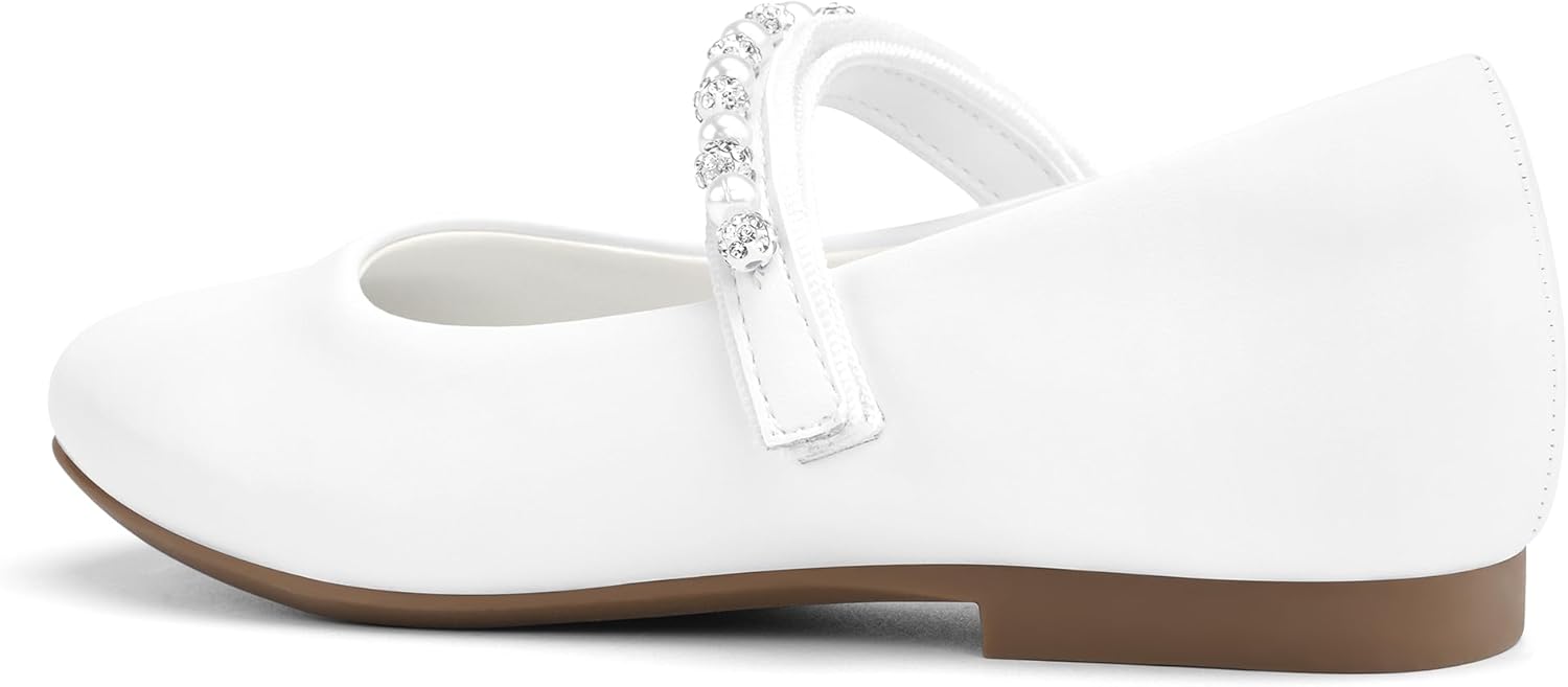 Stelle Girls Wedding Dress Shoes Ballet Flats Flower Party Mary Jane with Beaded Straps Toddler/Little/Big Kids - Image 3