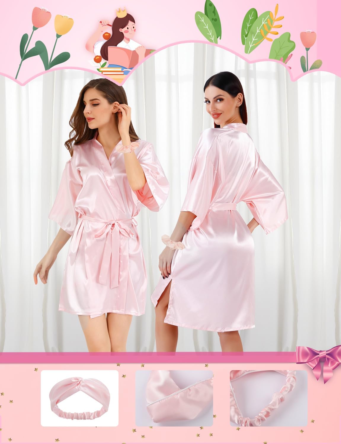 Alternative view of 20 Pcs Women Satin Silky Robe Wedding Bridal Party Bride Bridesmaid Robes Kimono Loungewear Dressing Gowns