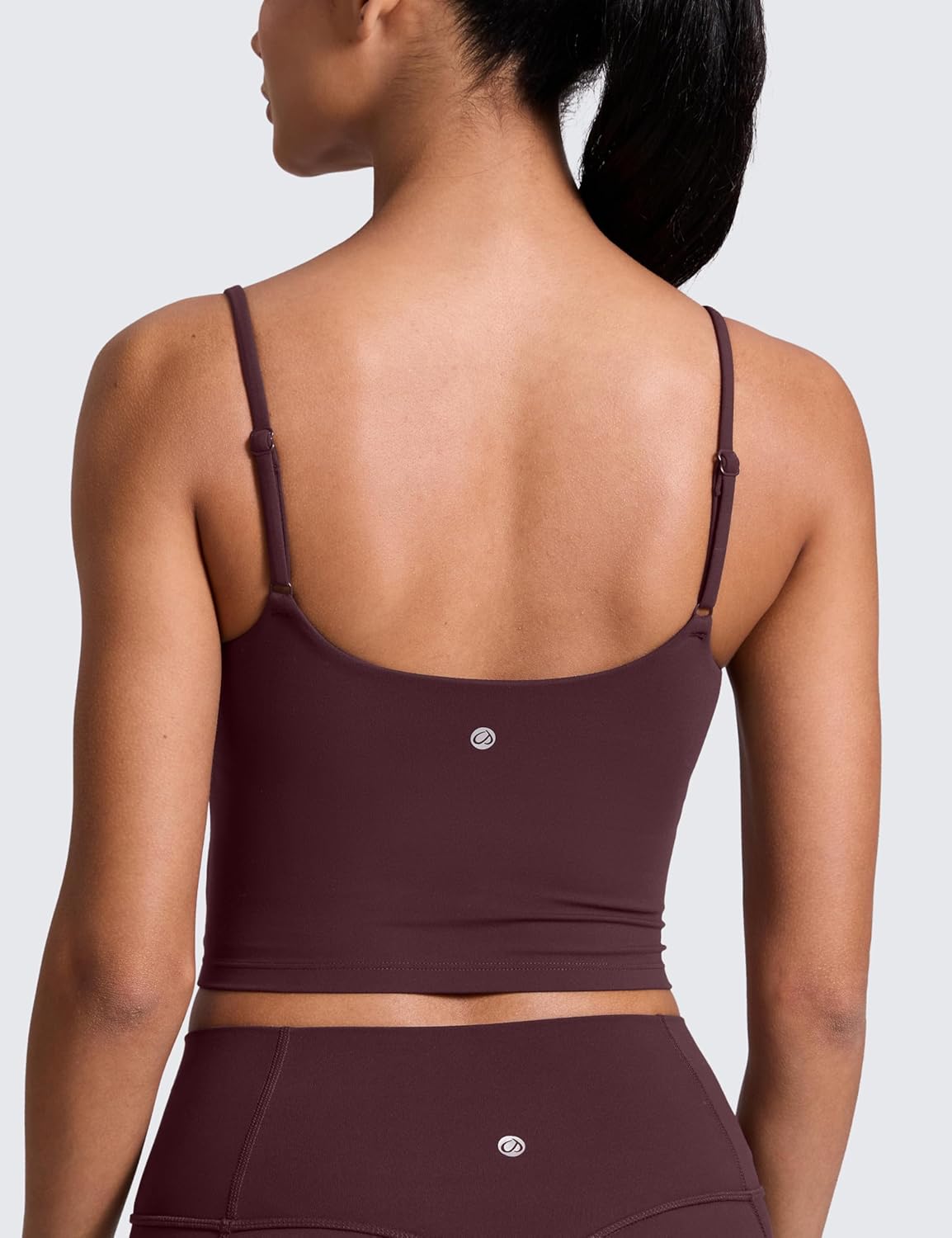 CRZ YOGA Butterlift Scoop Neck Crop Tank Tops for Women - Longline U Back Adjustable Straps Workout Sports Bras